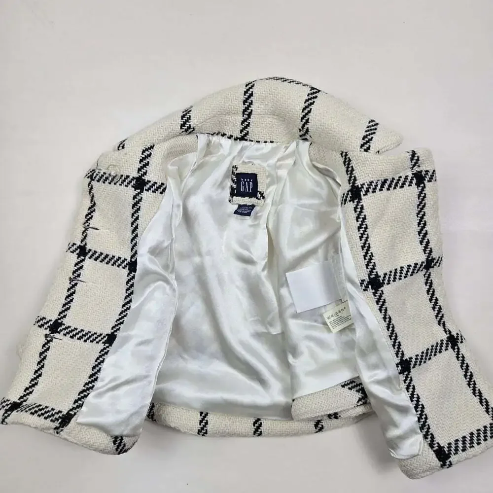 GAP Kids Plaid Cape Coat 18-24M Cream Black Toddler Poncho Peacoat Preppy